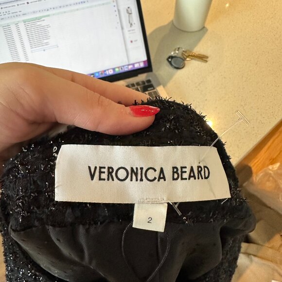 NWOT Veronica Beard Ferazia Metallic Tweed Jacket Black Sz 2 Boxy Fit - Picture 3 of 11